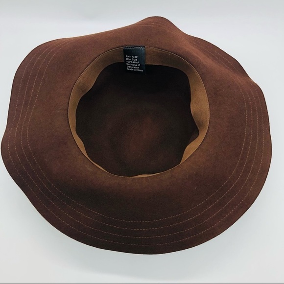 WOMENS CHOCOLATE BROWN WOOL FLOPPY HAT ONE SIZE FITS ALL - Picture 6 of 9